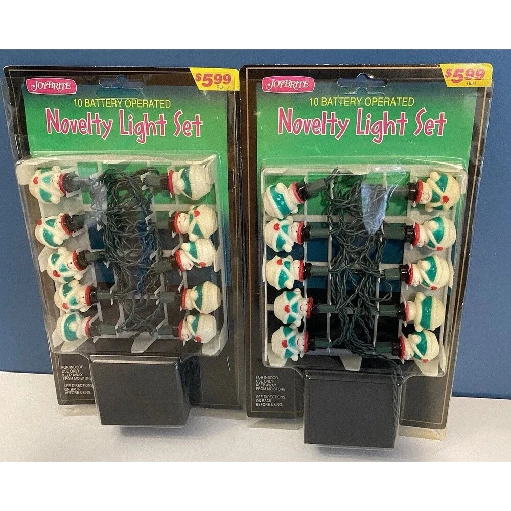 VTG Joybrite Christmas Blowmold Snowman String Lights Miniature Lot Of 2 NEW